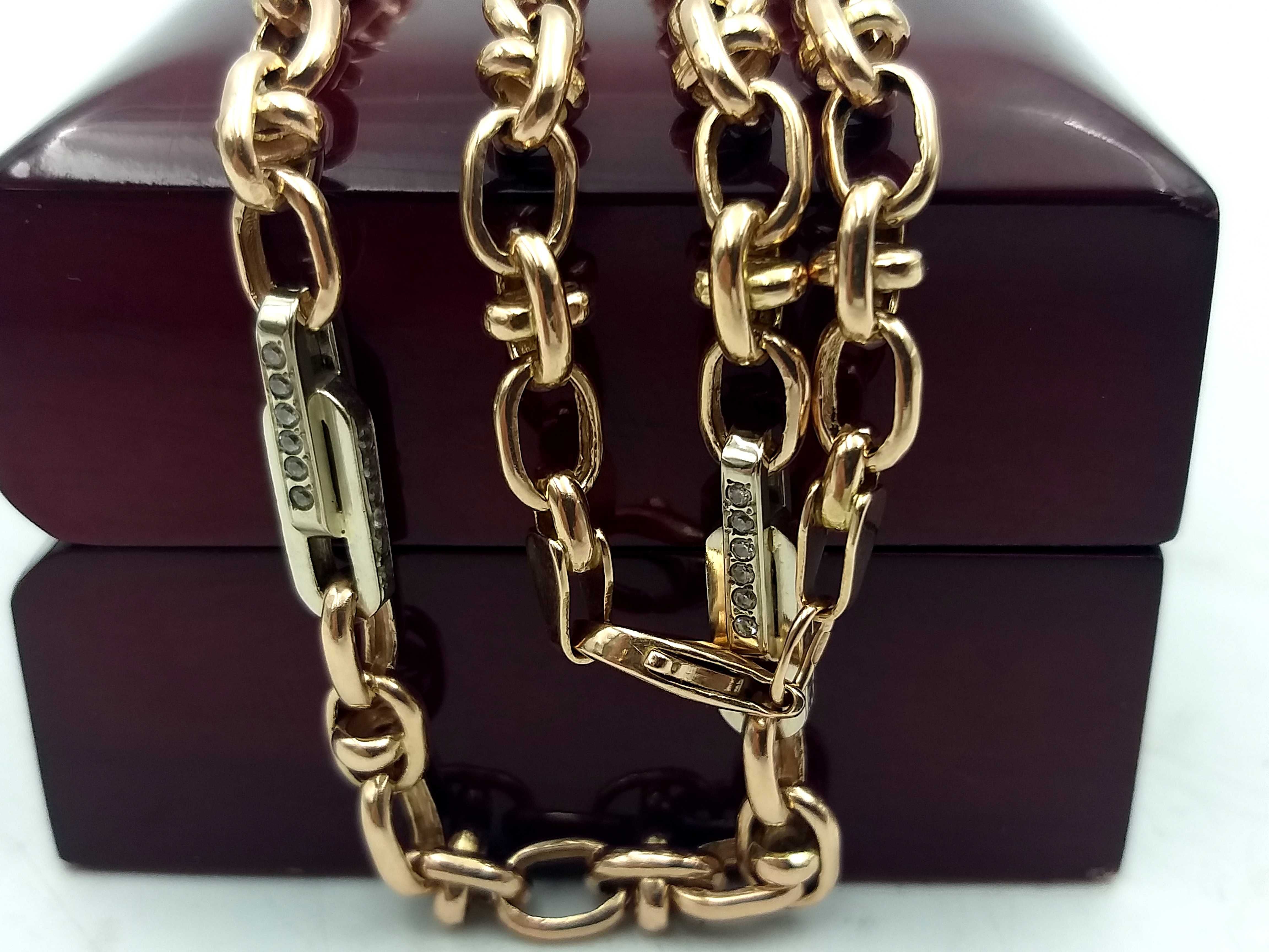 Złoty łańcuch z cyrkoniami 585 40,78 G 61 cm