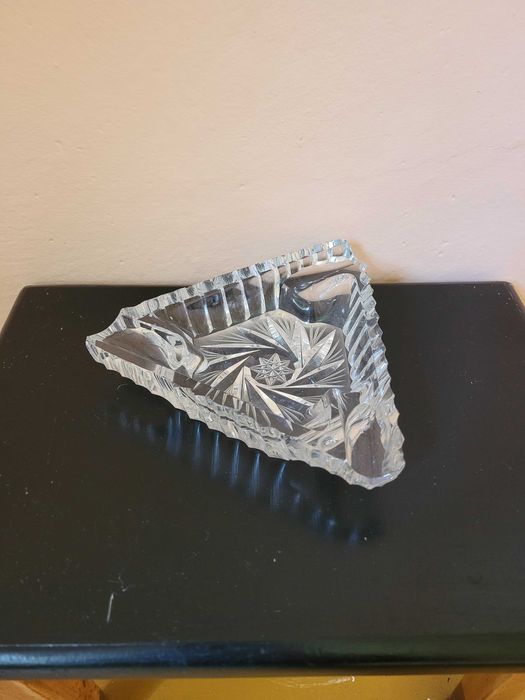 Popielniczka kryształowa trójkątna vintage PRL