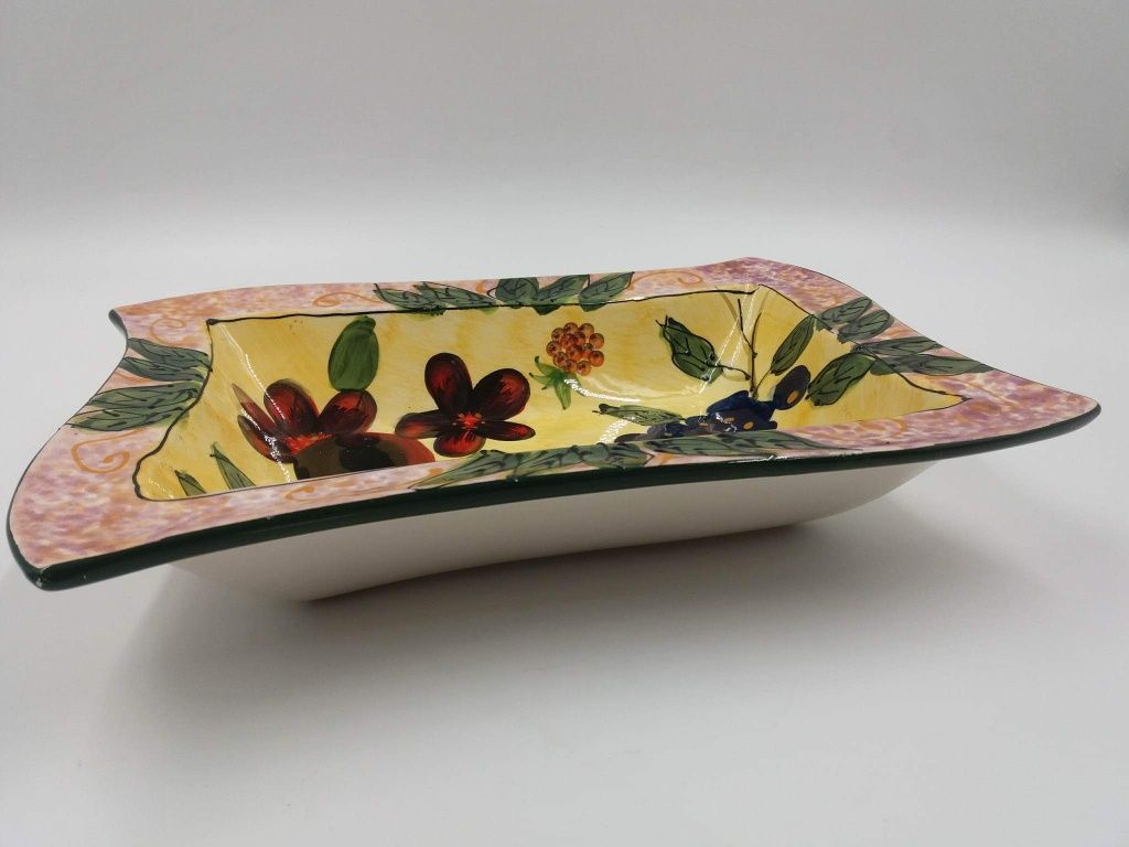 Śliczna ceramiczna ręcznie malowana patera na owoce