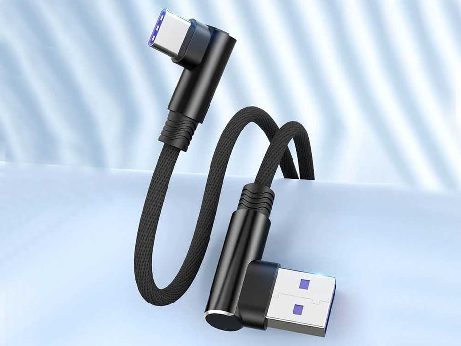 Kabel przewód USB USB-C TYP C kątowy do ładowania QC do telefonu oplot