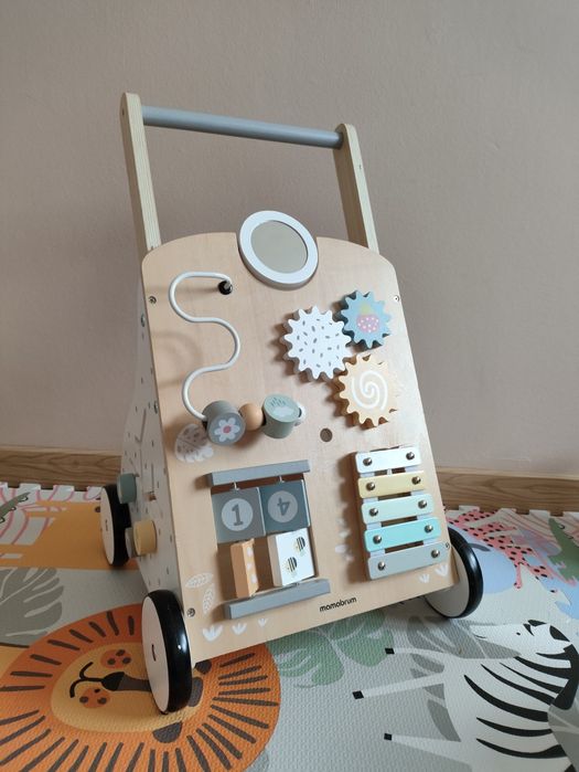 Drewniany chodzik edukacyjny 8w1 / pchacz dziecięcy MAMABRUM