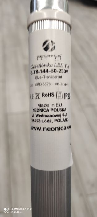 Nowa świetlówka ledowa do akwarium.Blue transparent.