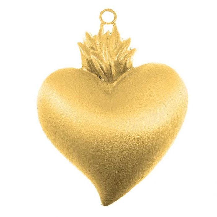 Wotum srebrne Serce gorejące satynowane pozłacane srebro 925 WOTOZS/2
