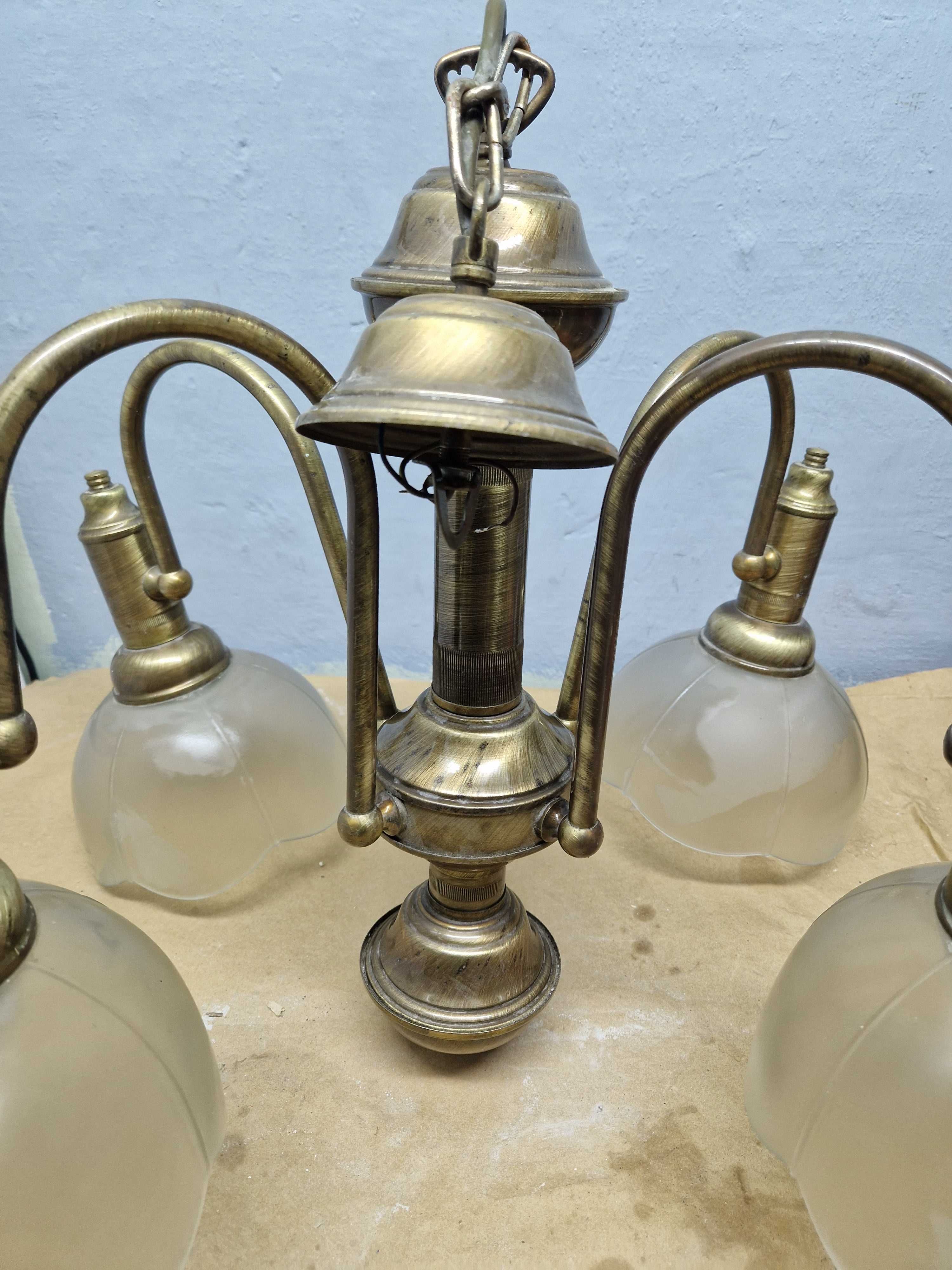 Stara wisząca lampa mosiezna staroc (12120)