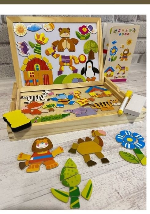 Хит продаж !Деревянный чемоданчик с магнитными фигурками .