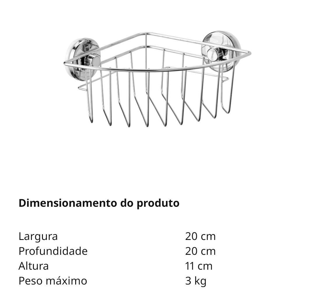 Prateleira de canto duche com ventosas ikea