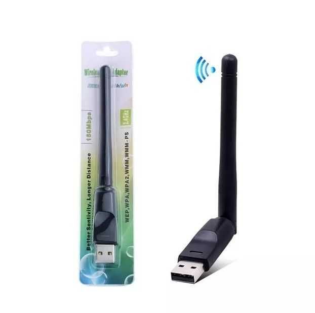 WiFi адаптер USB з антеною, чип RTL8188ETV, 2.4 ГГц  у стікі.