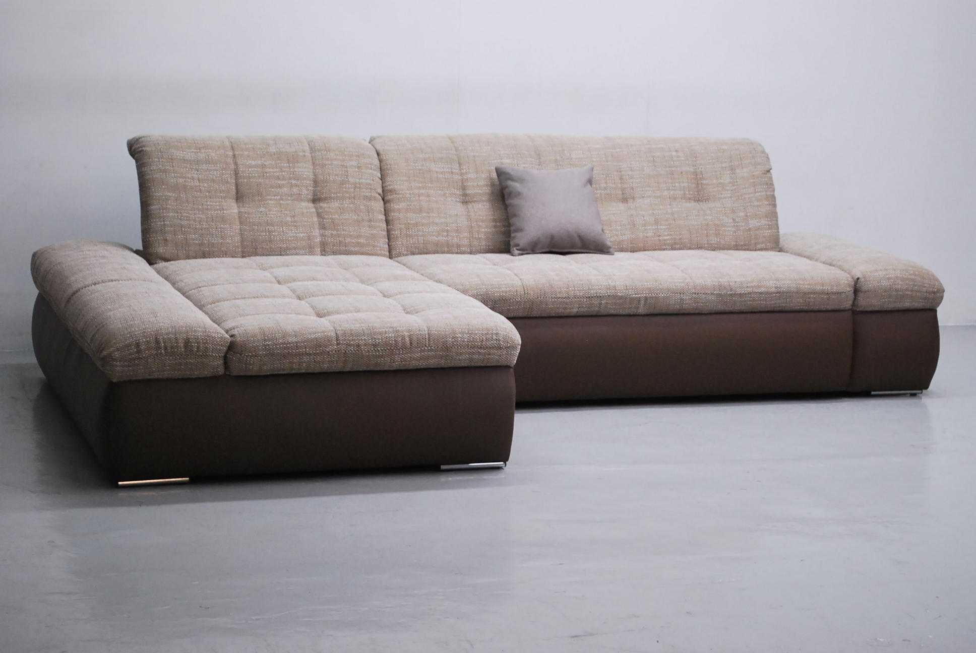 RXD narożnik funkcja spania, rogówka brązowa tkanina + eco skóra sofa