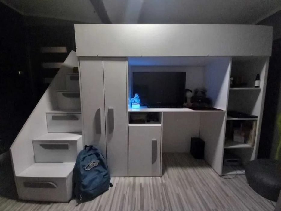 Łóżko piętrowe meblościanka szafa burko