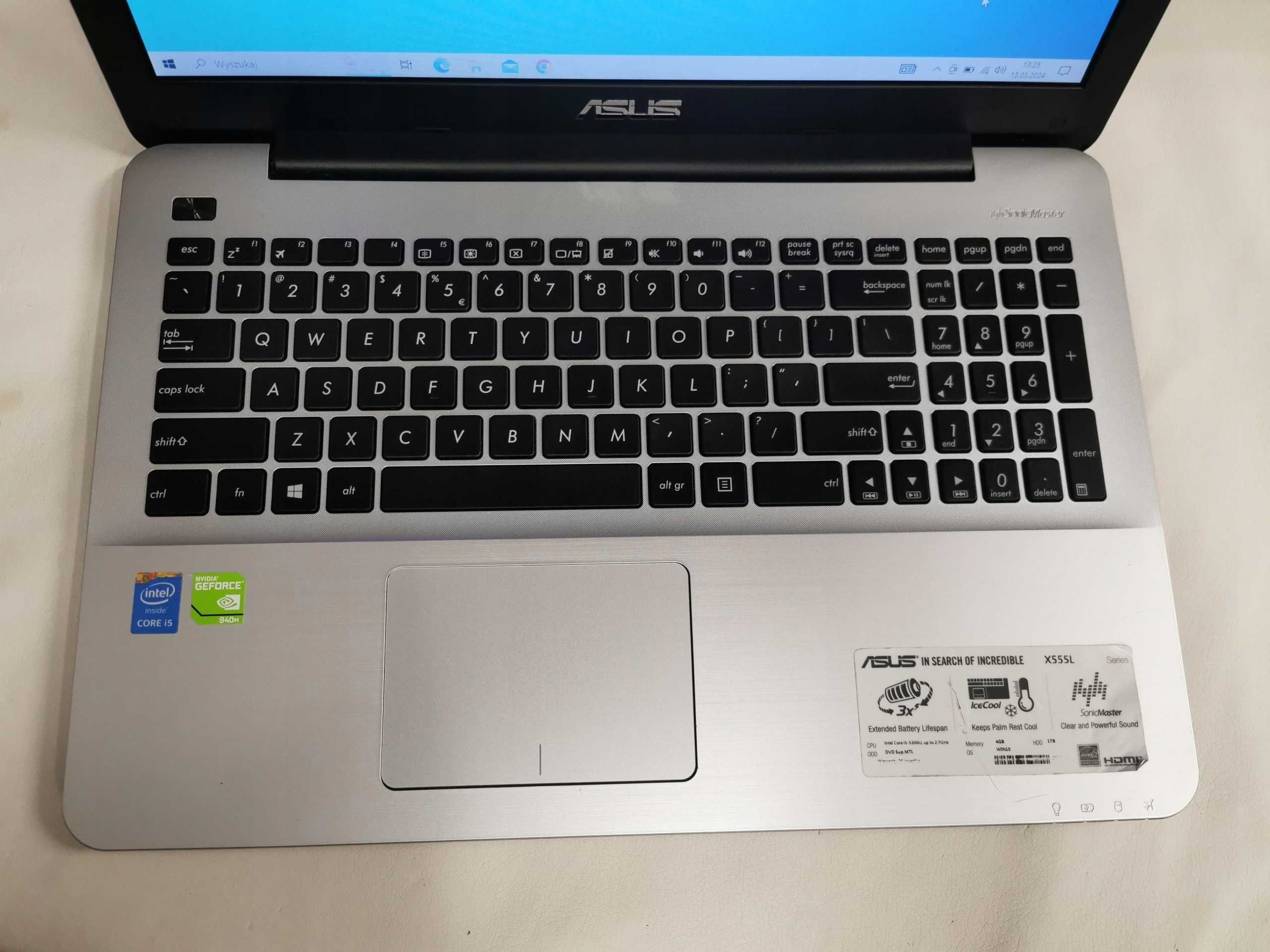 Laptop Asus X555L i5 8GB 512SSD GF940 15,6 W10 2h