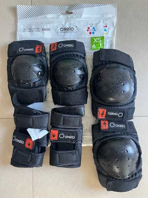 Patins Criança Roxos 4 Rodas, Protecoes e Capacete