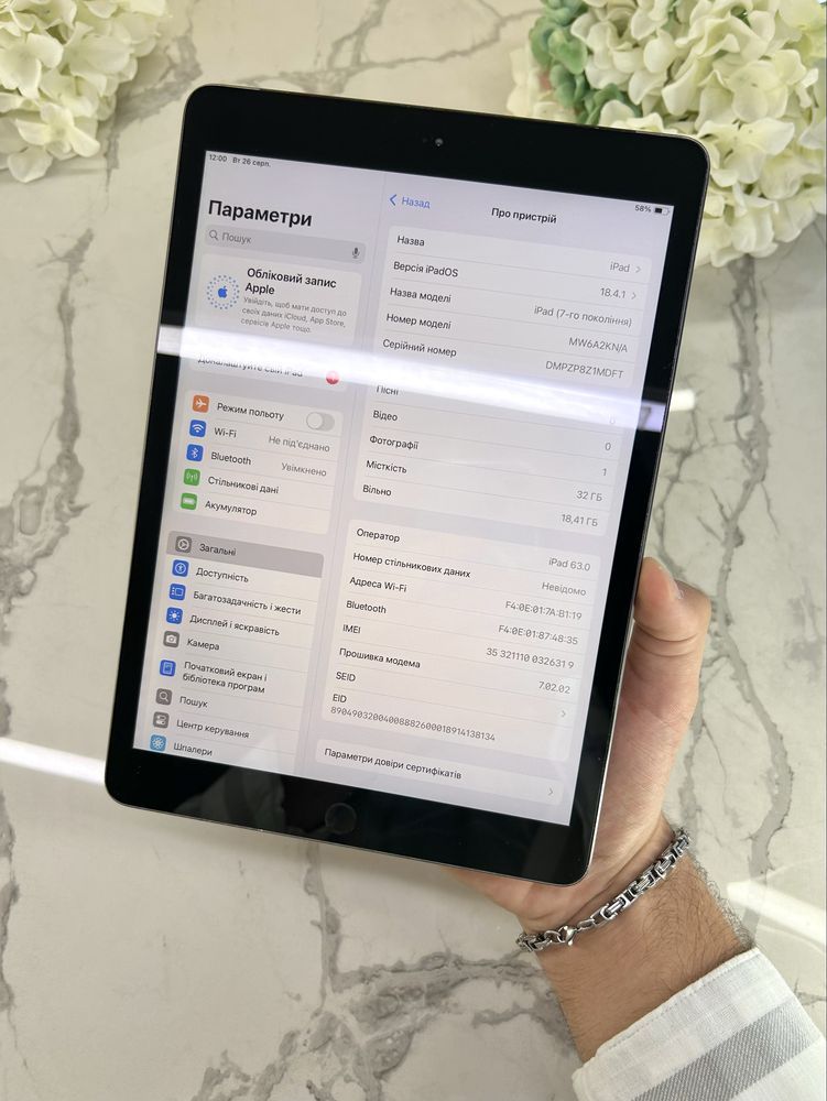 Оригінальний iPad 7 LTE 32GB Space Gray (Магазин Гарантія) 88%АКБ