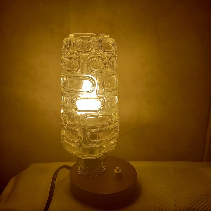 Lampka stolowa,  vintage lata 60 te, drewno egzotyczne.