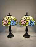 2 Tiffany lampy witrażowe stołowe / nocne