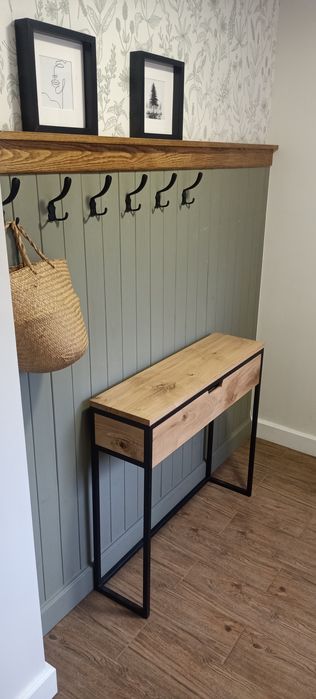 Loft konsola toaletka dębowa, Dostępna Od Ręki, konsola z szufladą