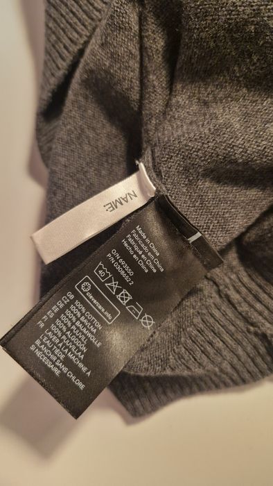 H&M grafitowa sweterkowa kamizelka V bezrękawnik bawełna 100%