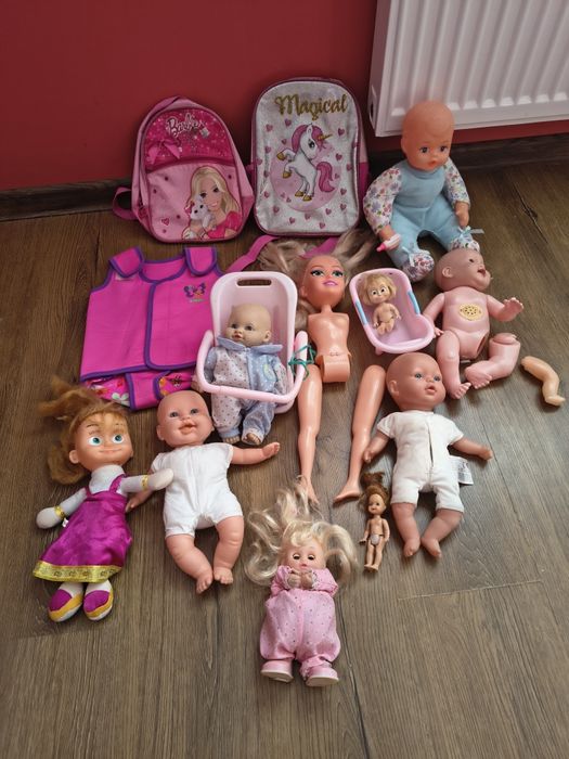 Zestaw dla dziewczynki lalki plecaki bobasy wanienka nosidełko