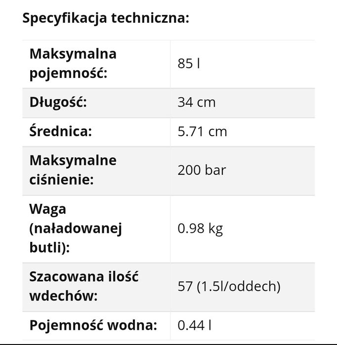 Butla nurkowa Spare Air