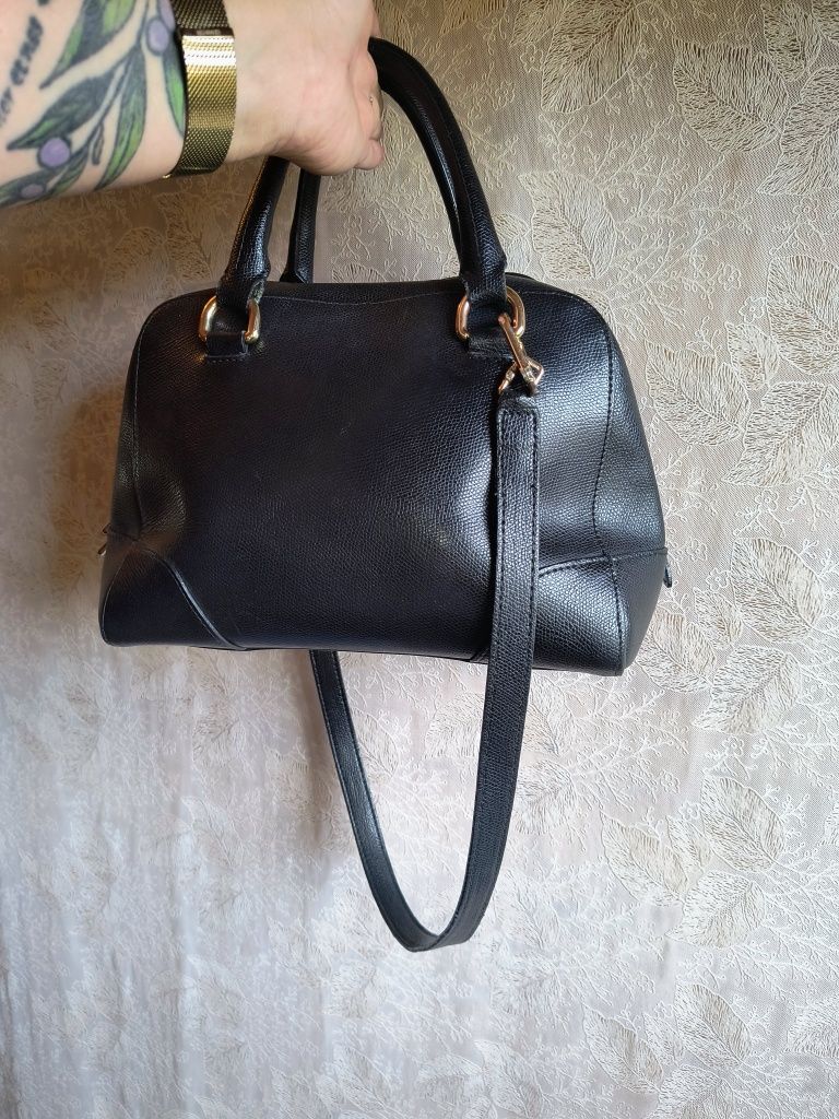 Furla czarna pojemna torba torebka do ręki na ramię kobieca szykowna
