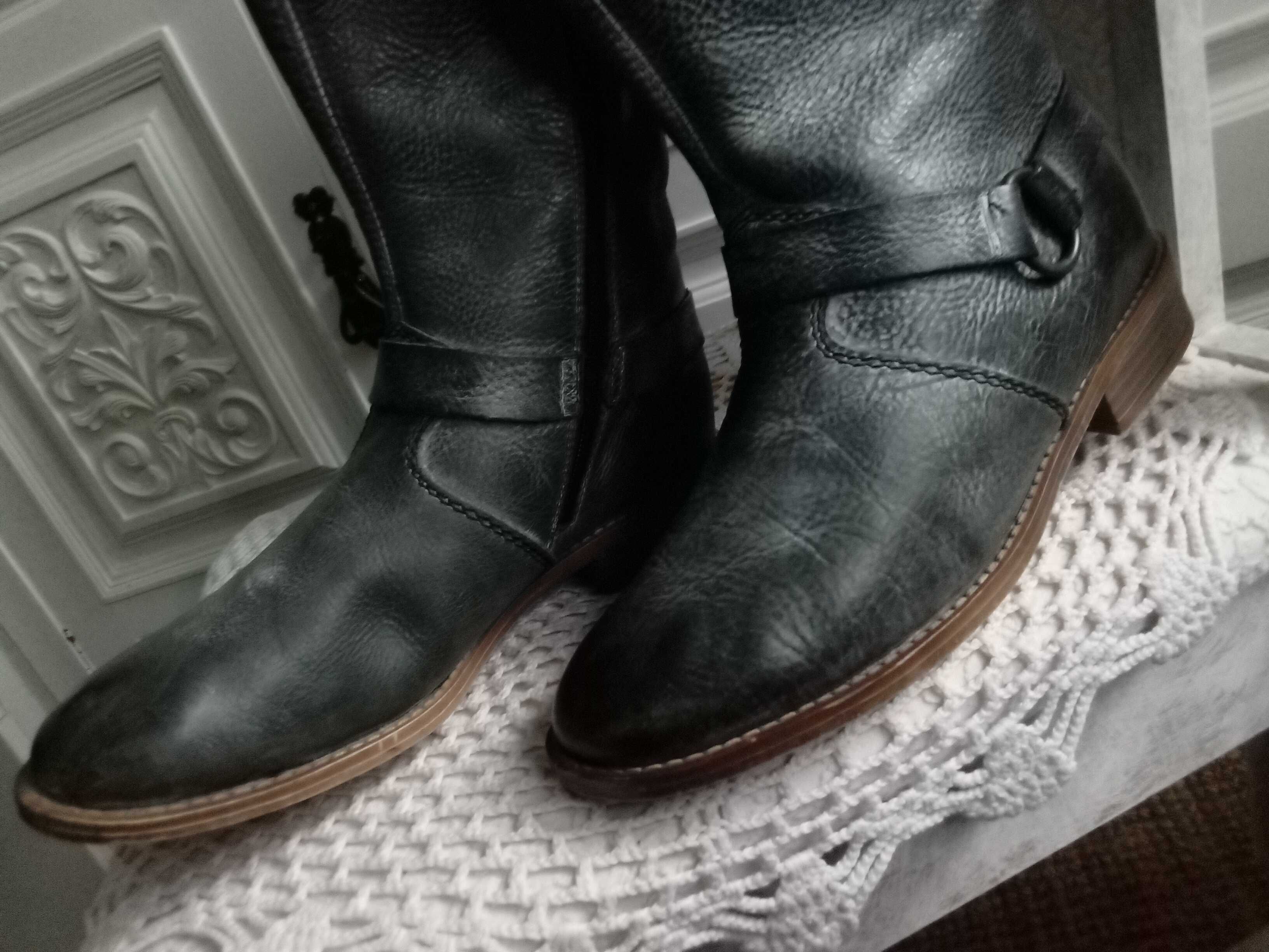NOWE skórzane rieker buty zimowe kozaki damskie 38 trzewiki z wełną