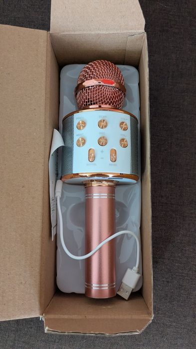 Mikrofon do Karaoke Bluetooth WS-858 Głośnik | Różowe Złoto