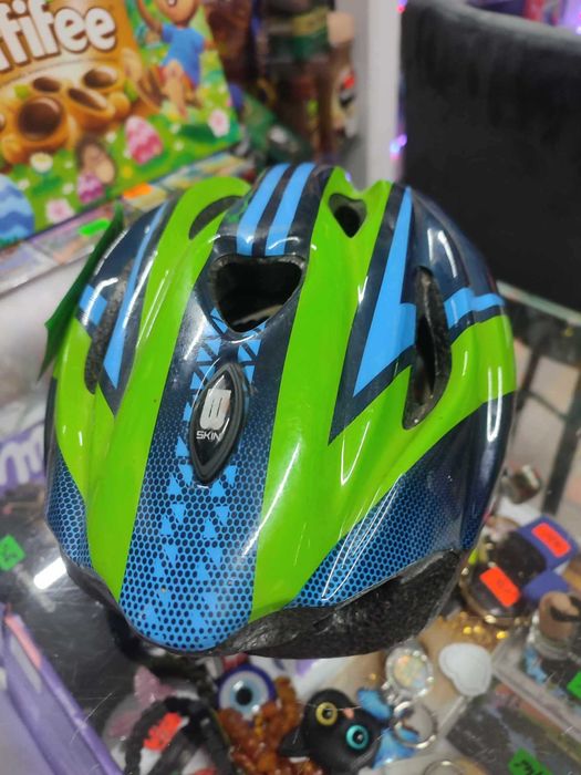 Kask rowerowy niebiesko-zielony rozmiar M
