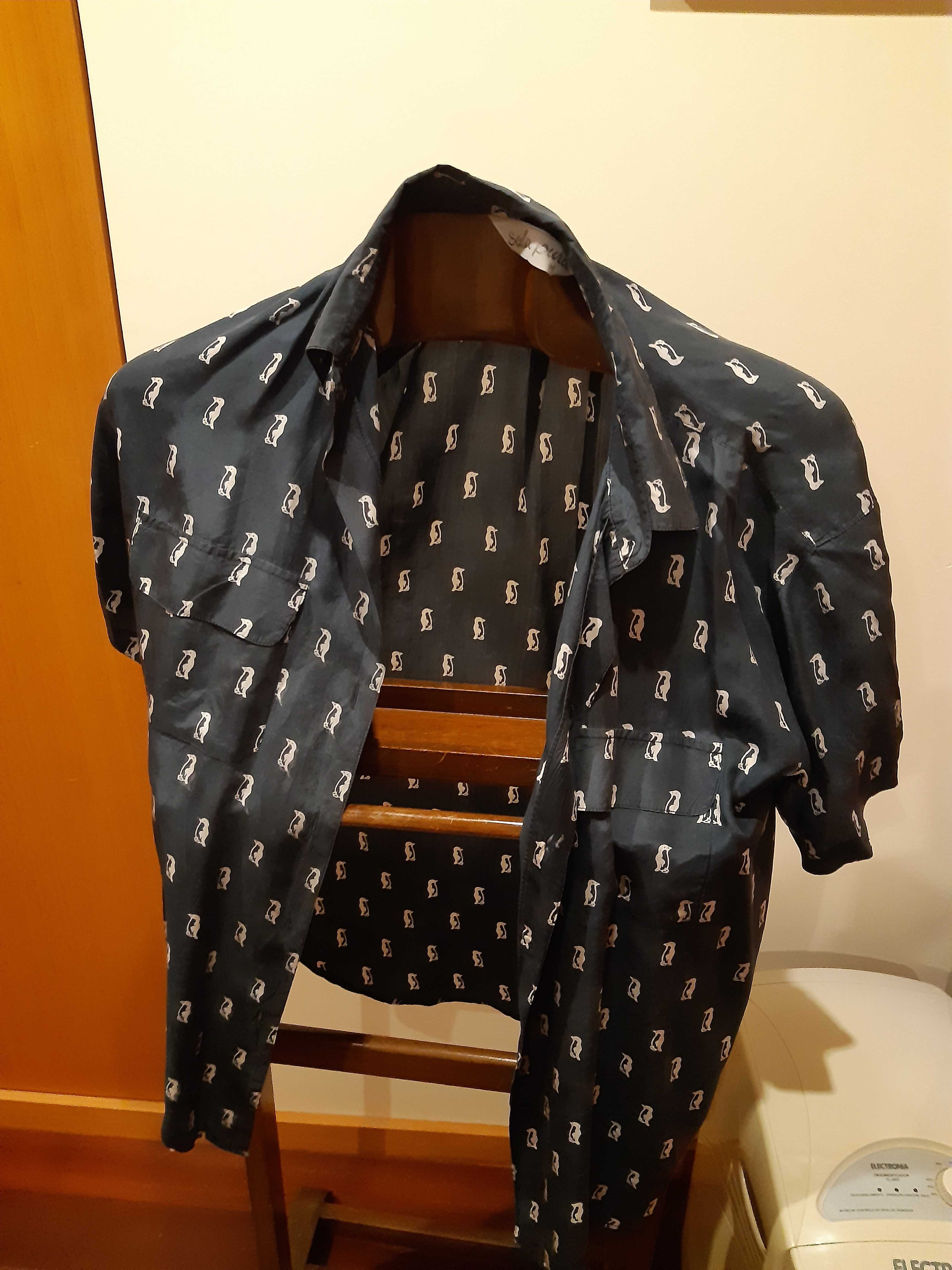 blusa de seda pura de manga curta