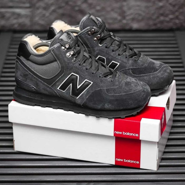 (1661) Зимові кросівки черевики New Balance 574 замшеві сірі (37-41нб