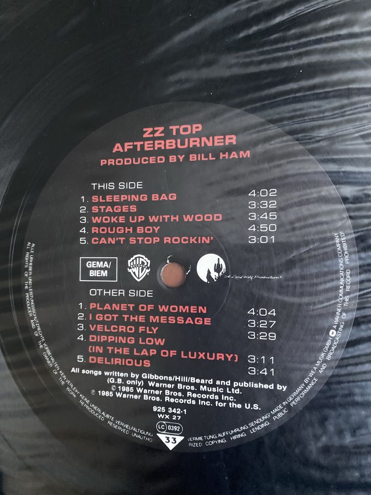 Вінілові платівки ZZ Top ‎– Afterburner