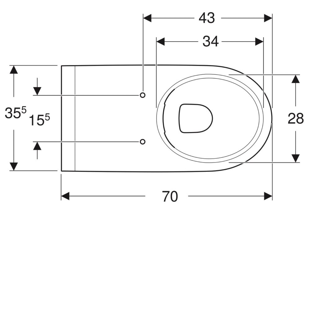 Miska wisząca dla niepelnosprawnych KOŁO Nova Pro Premium 70x36 cm