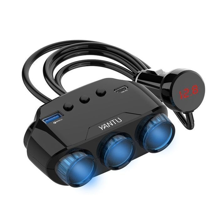 Rozdzielacz gniazda zapalniczki LM21 - 3 gniazda + USB + Typ C -