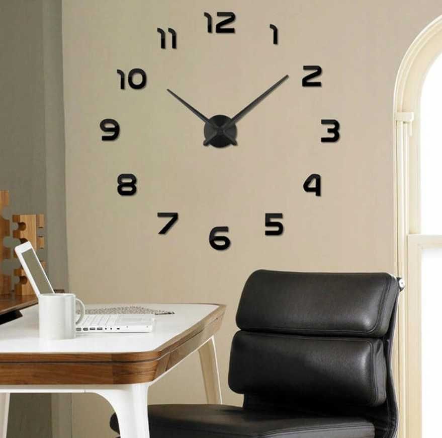 NOWOCZESNY ZEGAR ŚCIENNY duży naklejany na ścianę okrągły 130 cm