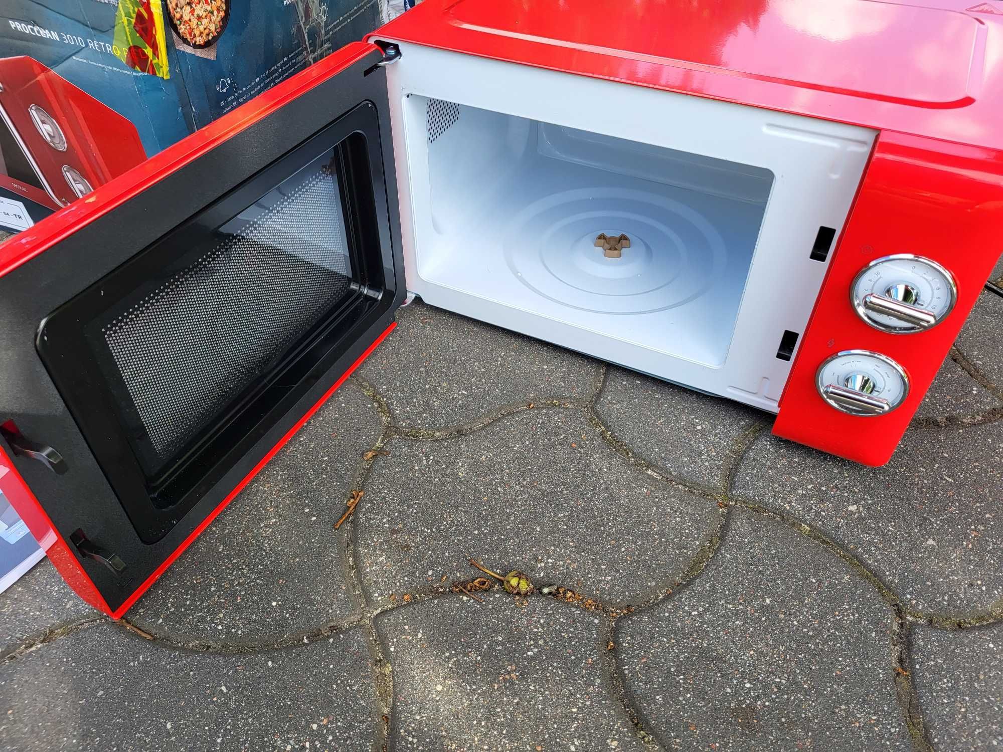 Nowa mikrofalówka Cecotec ProClean 3110 Retro Czerwona z grillem 700w
