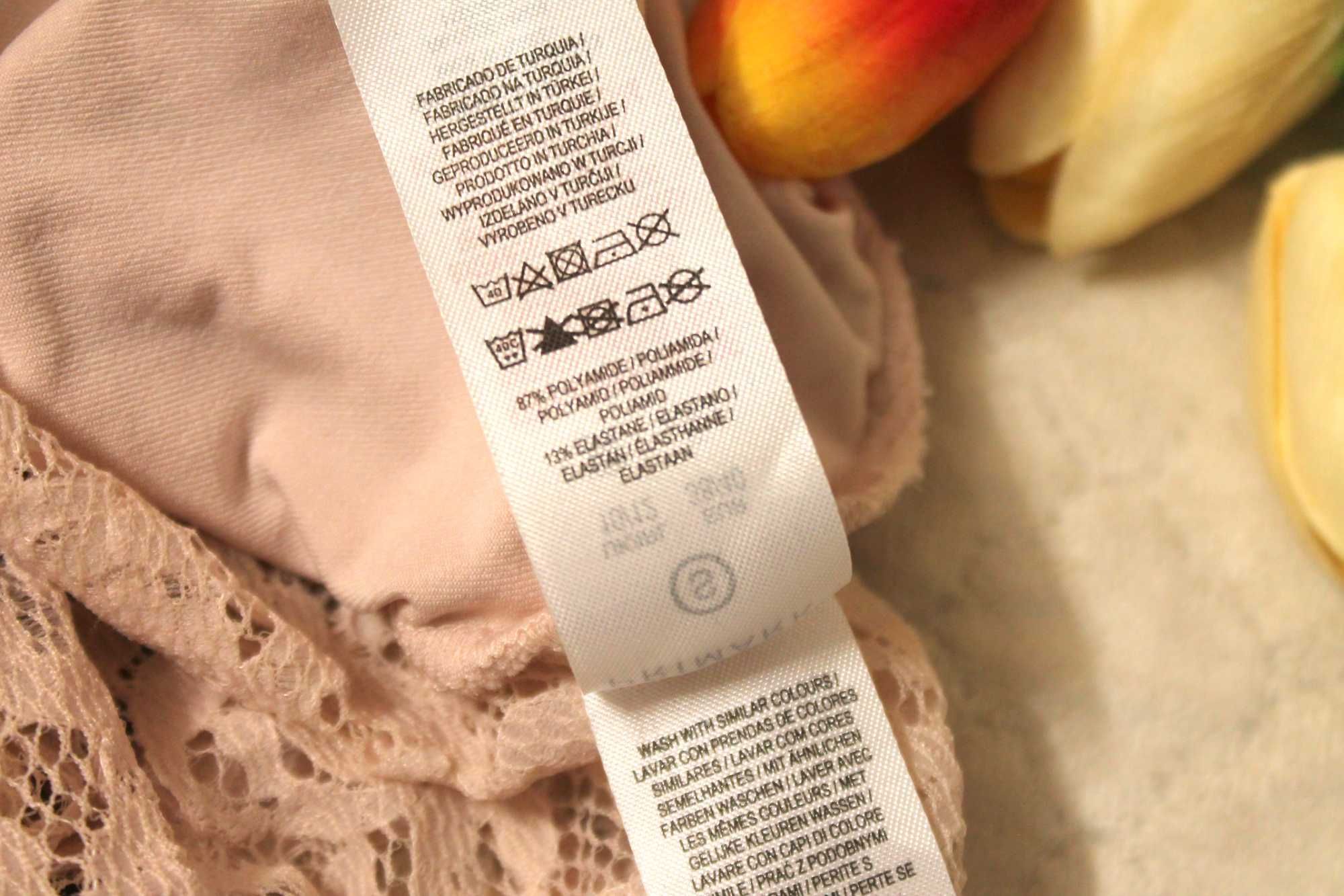 Primark Brzoskwiniowe Body Na Ramiączkach Koronkowe Ażurowe XS/M