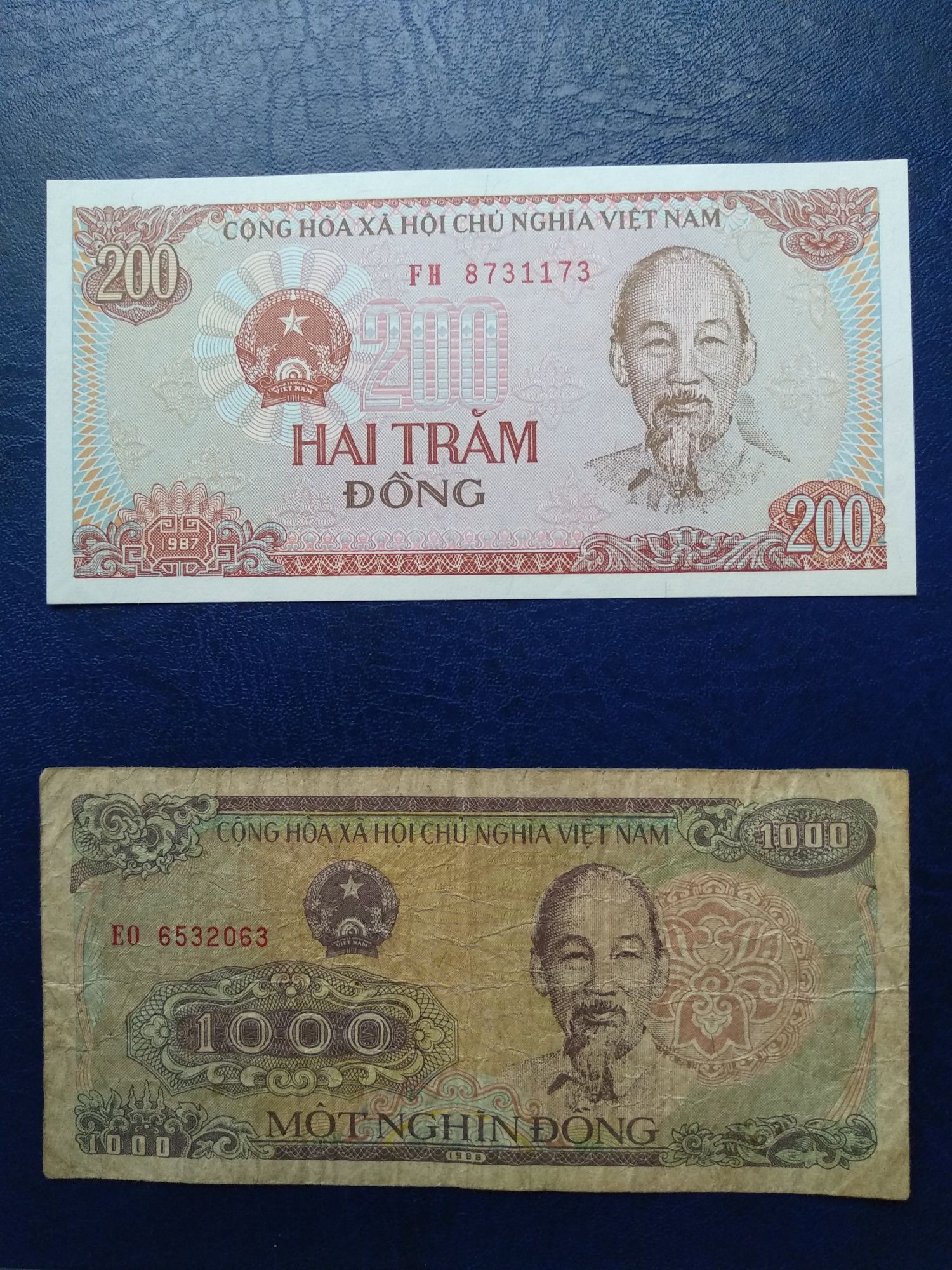 Wietnam Banknoty 200 i 1000 Dong