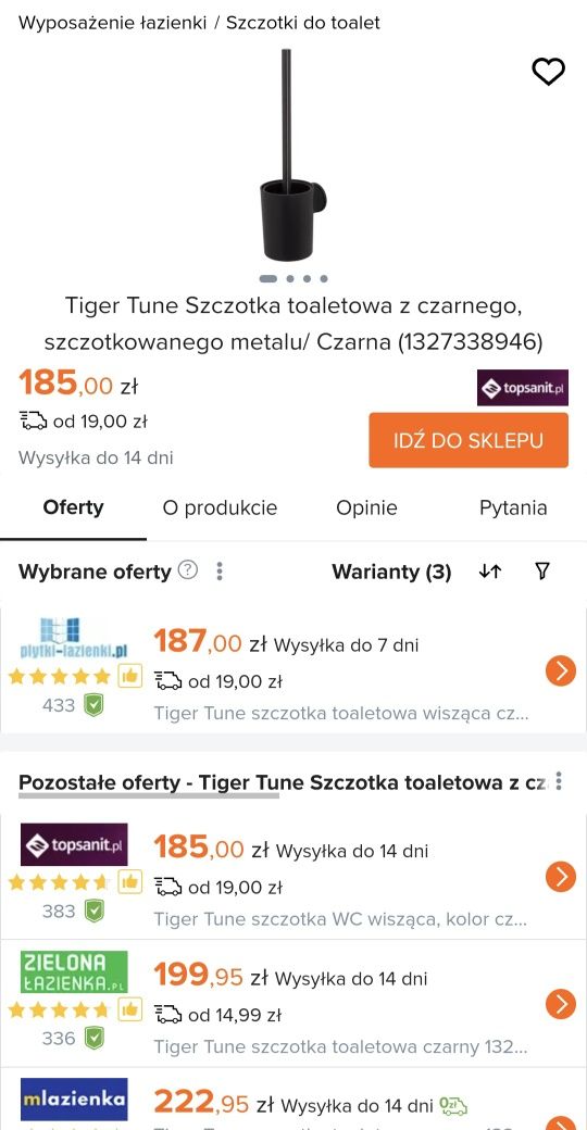 Szczotka do WC Tiger Tune przyklejana, obracana