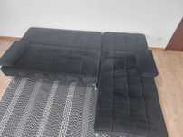 Sofá Cama Chaise Longue XS 198 cm Preto