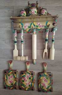 Кухонный деревянный набор для ценителей Петриковской росписи