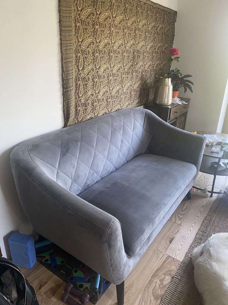 Kanapa sofa szara/błękitna