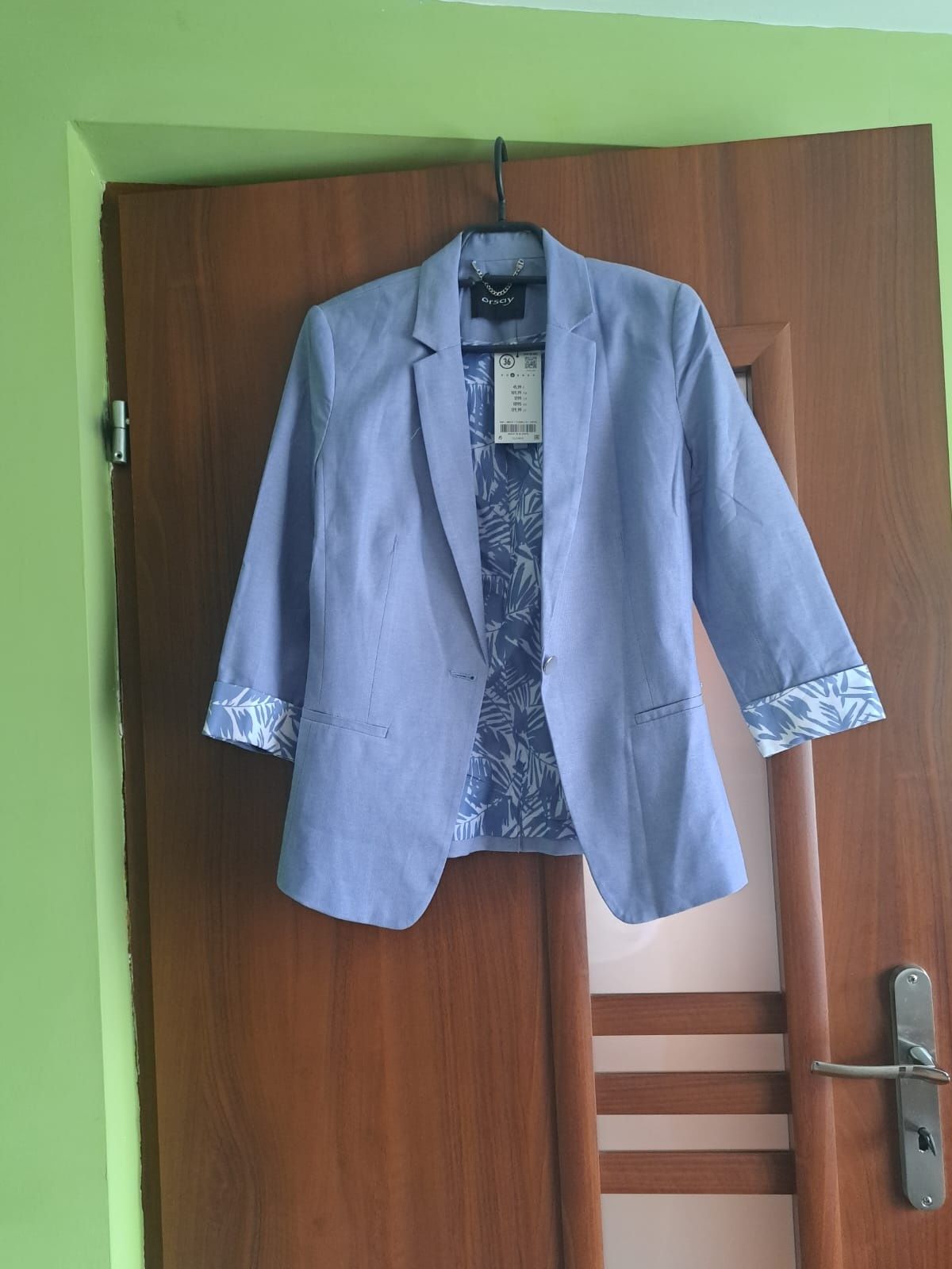 Niebieski garnitur damski spodnie + żakiet