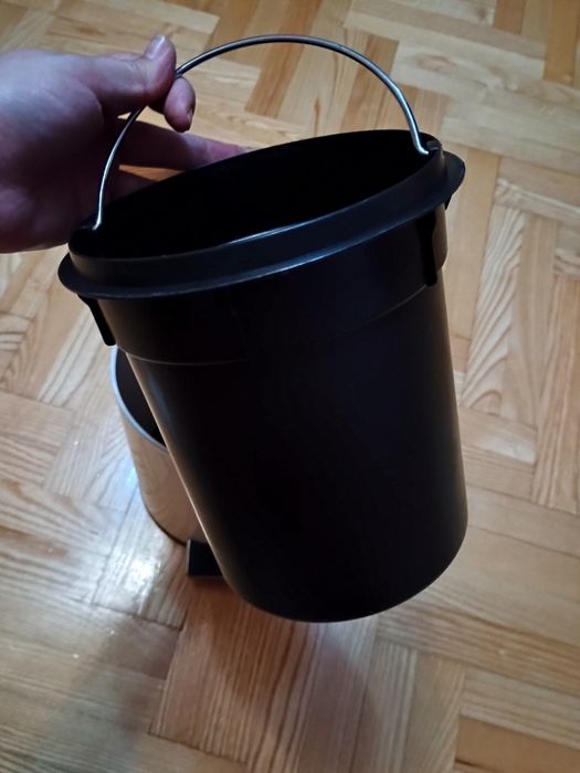 Kosz na śmieci biały bambus MSV stał nierdzewna 3L