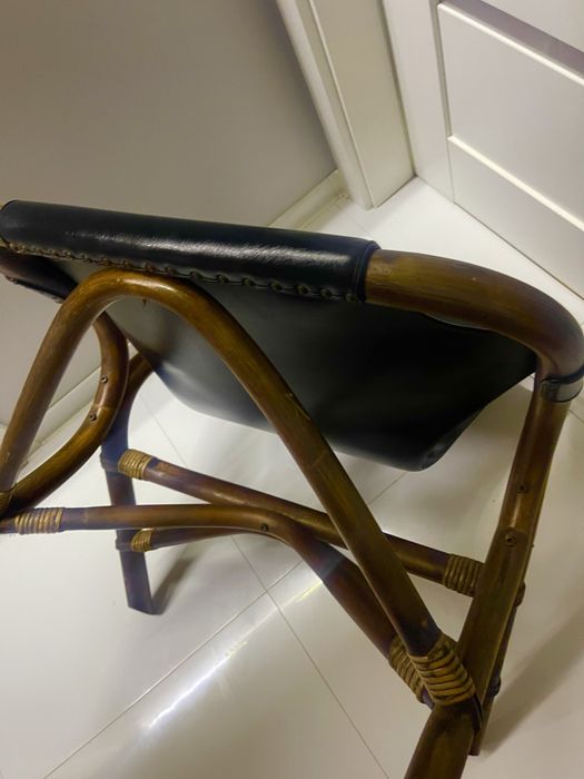 Fotel Skórzany Typu Sling Back Z Czarnej Skóry. Unikat ,Stylowy