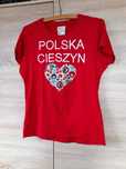 Koszulka,T-shirt, damska, czerwona, folklorystyczna, serce w kwiaty, M