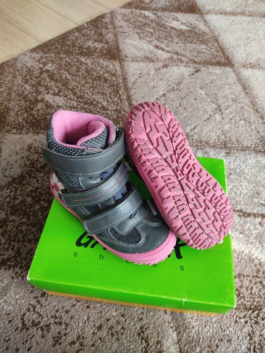 Gaspar trzewiki kozaki 29 18,5 cm naturalna skóra szare kwiatki.