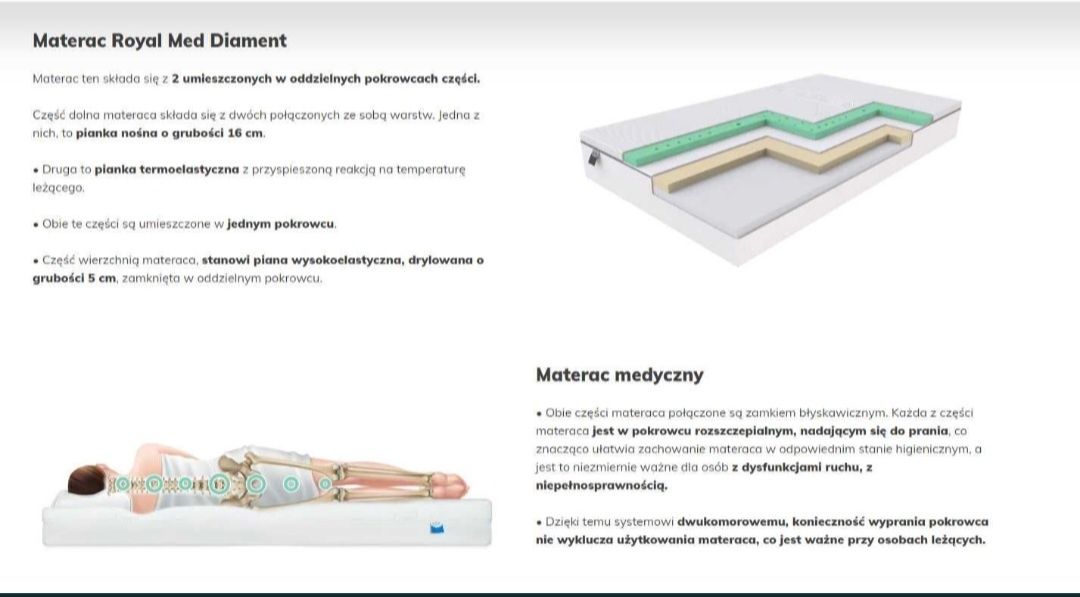 Materac specjalistyczny Royal med diament 160x 200