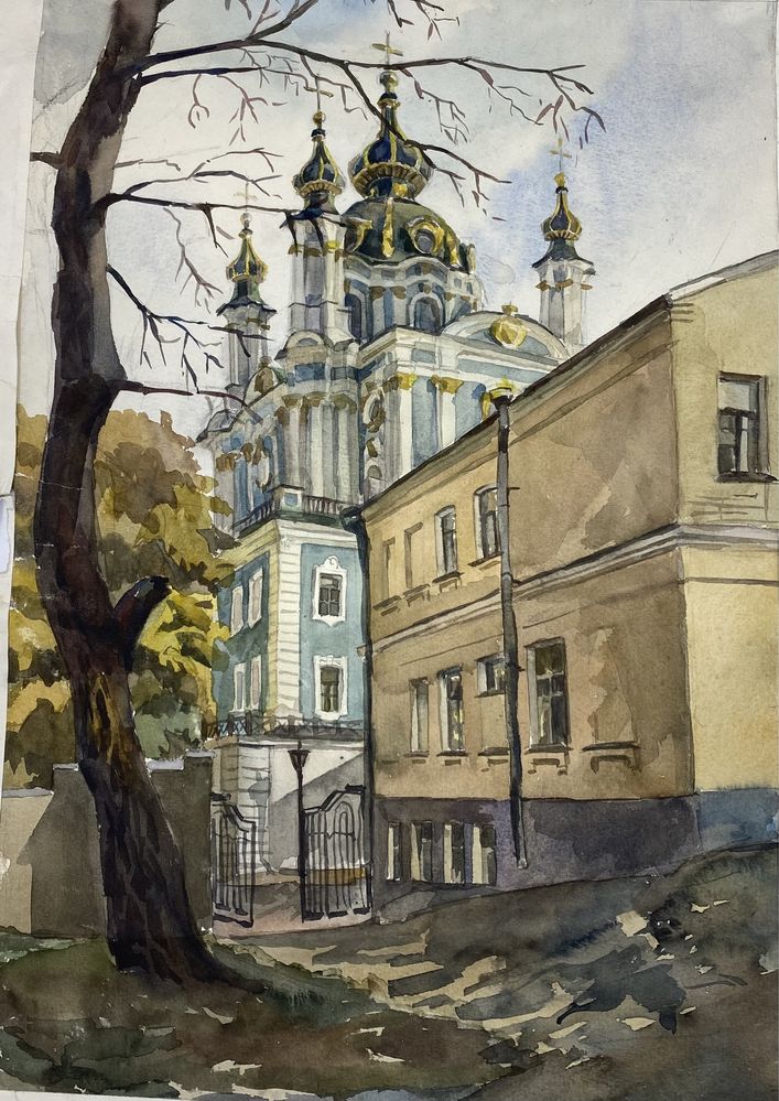Картина Андріївська церква,акварель.