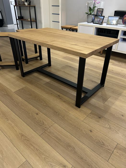 Stolik blat dębowy industrialny