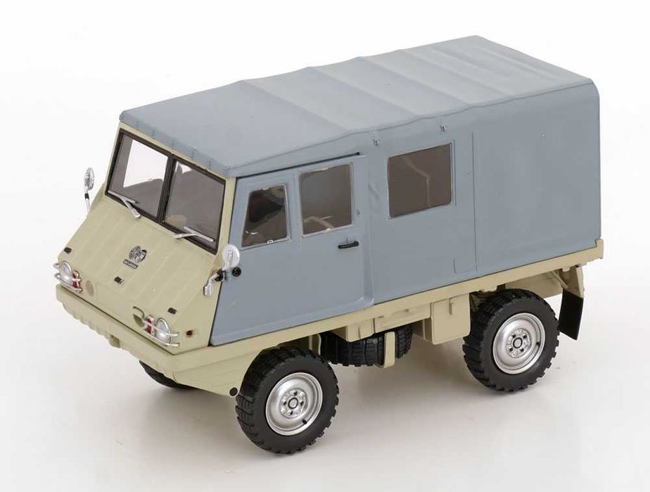 Model 1:18 Schuco Steyr-Puch Haflinger 4x4 Large Roof beige / grey