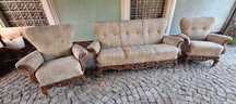 Piękny zestaw wypoczynkowy styl retro ludwikowski sofa + 2 fotele