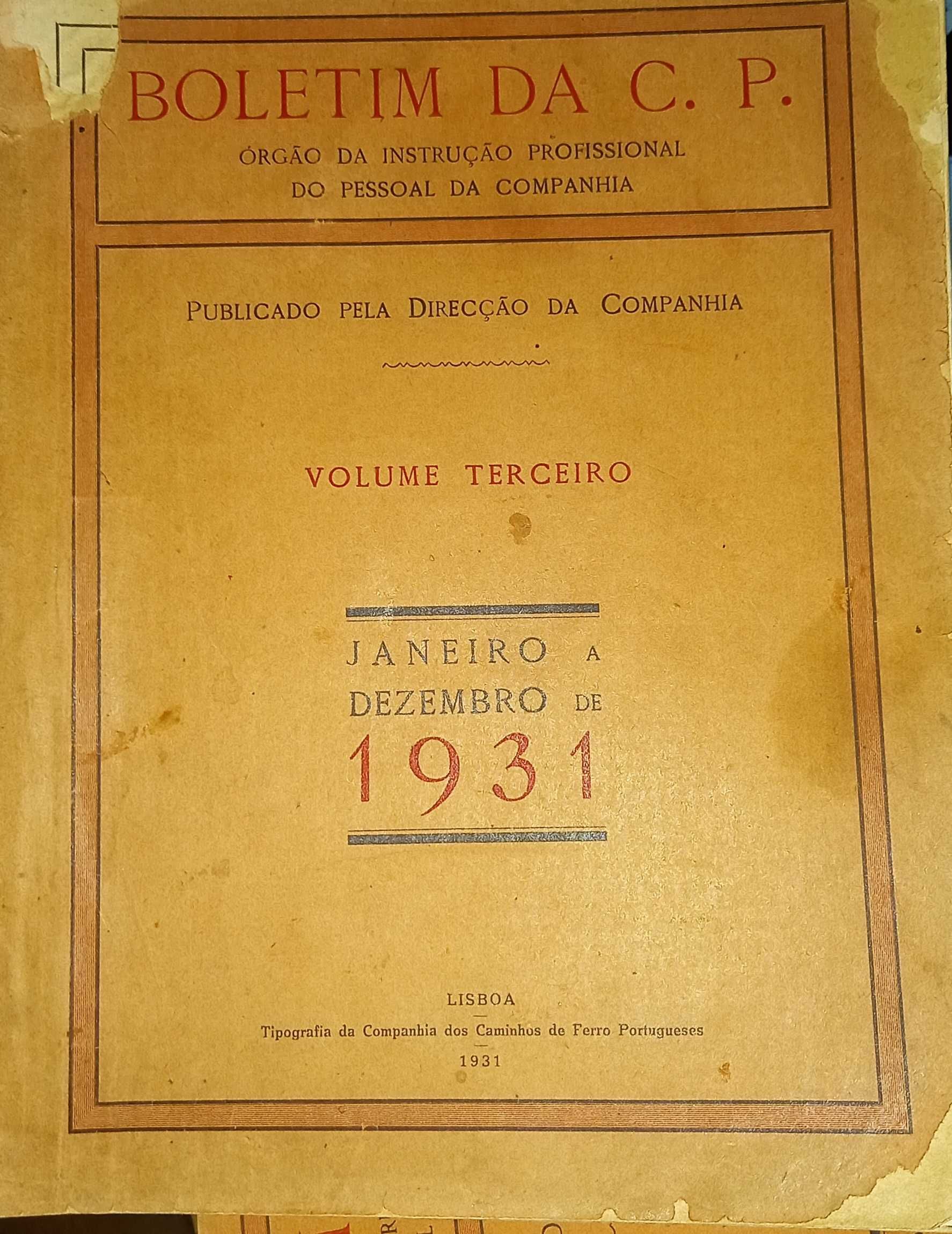 Boletins CP dos anos 30